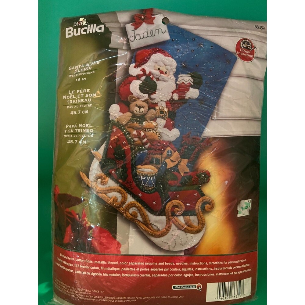 Bucilla Santa & His Sleigh Stocking Kit-86359/tri-lingual